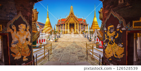 Amazing mural art at Wat Phra Kaew, Bangkok, Thailand Amazing mural art at Wat Phra Kaew, Bangkok, Thailand 126528539