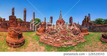 An old city with beautiful Thai temples, Ayutthaya, Thailand - Wat Phra Si Sanphet 126528543
