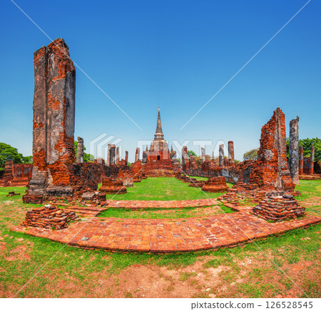 An old city with beautiful Thai temples, Ayutthaya, Thailand - Wat Phra Si Sanphet 126528545