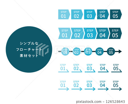 Simple flow chart material set - Gradient 126528643
