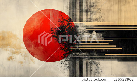Dynamic Japanese symbols depicted with abstract lines and brushstrokes Dynamic Japanese symbols depicted with abstract lines and brushstrokes 126528902
