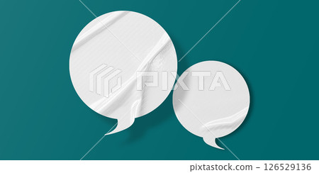 White speech bubble crumpled paper isolated on green background White speech bubble crumpled paper isolated on green background 126529136