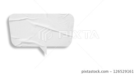 White speech bubble crumpled paper isolated on transparent background White speech bubble crumpled paper isolated on transparent background 126529161