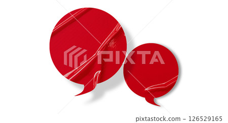 Red speech bubble crumpled paper isolated on transparent background Red speech bubble crumpled paper isolated on transparent background 126529165