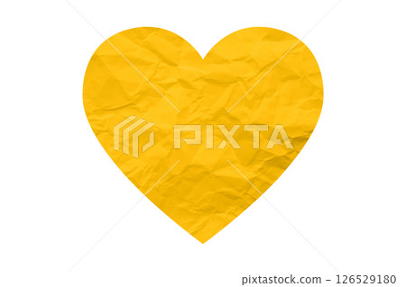 yellow crumpled paper heart heart sticker isolated on transparent background yellow crumpled paper heart heart sticker isolated on transparent background 126529180
