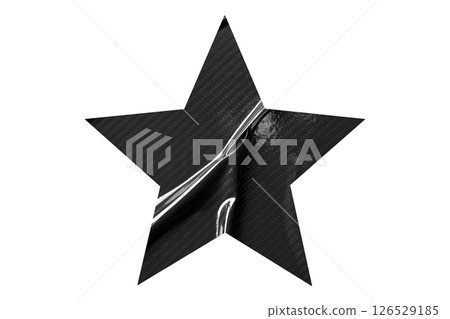 Crumpled black star pattern stickers, separated on a transparent background. Crumpled black star pattern stickers, separated on a transparent background. 126529185