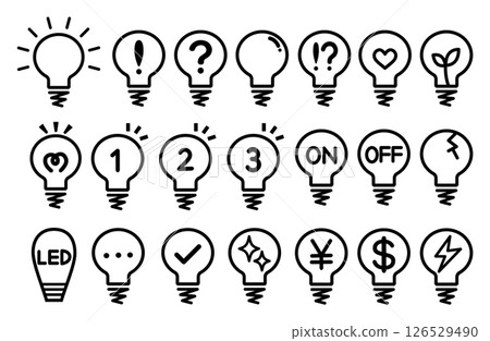 Light bulb line drawing illustration set 126529490