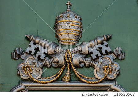 Papal Tiara and Keys Detail Papal Tiara and Keys Detail 126529508