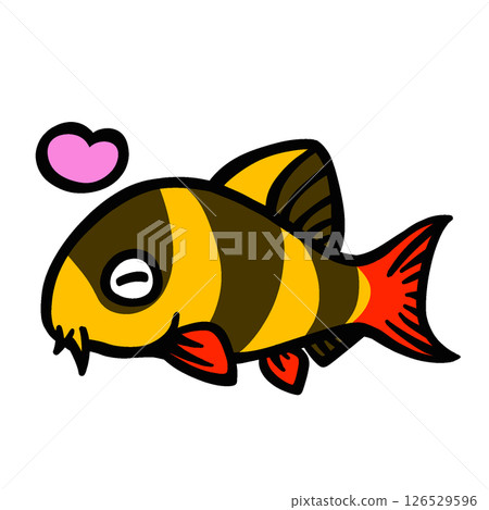 Simple illustration of a happy clown loach Simple illustration of a happy clown loach 126529596