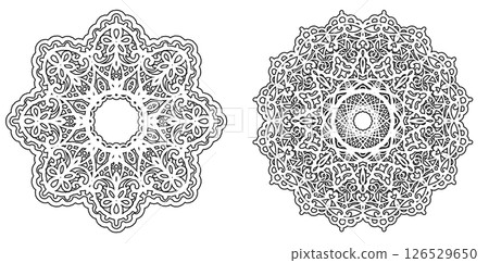 兩種圓形花邊(白色輪廓,黑色邊框) 兩種圓形花邊(白色輪廓,黑色邊框) 126529650