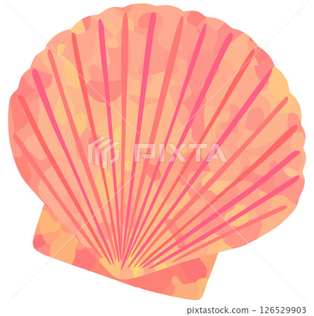 Seashell illustration Scallop Vector material Pink color 126529903