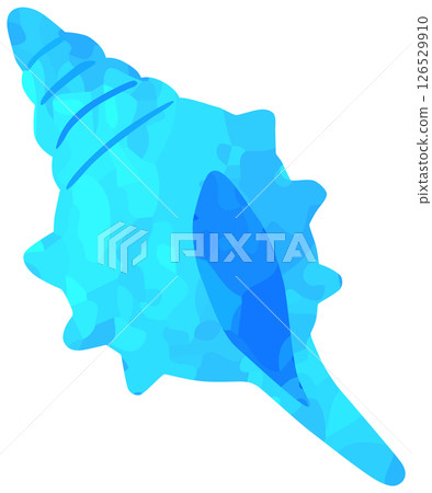 Conch illustration, seashell, blue, vector material 126529910