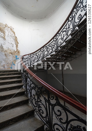 Stairs in an uninhabited building in Tbilisi, Georgia Stairs in an uninhabited building in Tbilisi, Georgia 126530627