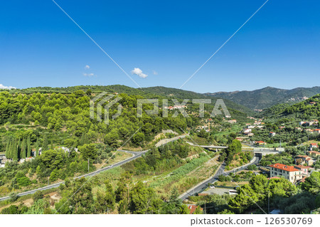 Scenic mountain roads and countryside near the Ligurian coast, Italy 126530769