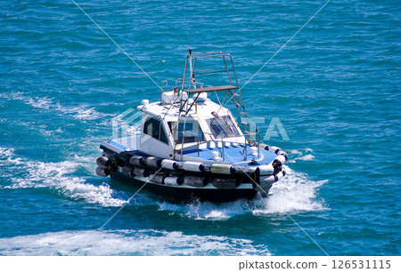 Coastal safety, salvage and rescue boat at the port. 126531115