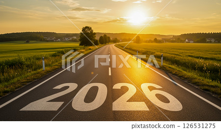 日出公路上的2026數字新年概念倒數 126531275