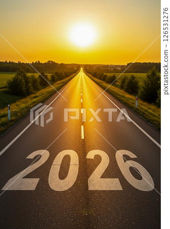 日出公路上的2026數字新年概念倒數 126531276