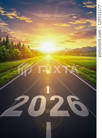 日出公路上的2026數字新年概念倒數 126531277