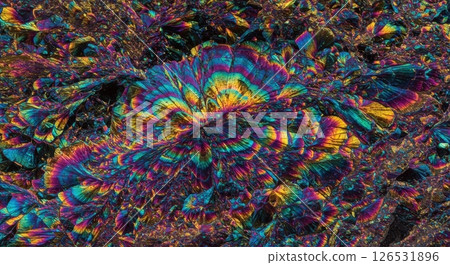 Vibrant abstract close-up of a Peacock Ore mineral with iridescent colors Vibrant abstract close-up of a Peacock Ore mineral with iridescent colors 126531896
