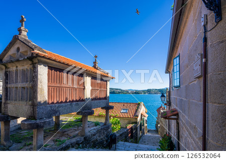 Traditional Horreos in Combarro Galicia Spain on a Sunny Day. Traditional Horreos in Combarro Galicia Spain on a Sunny Day. 126532064