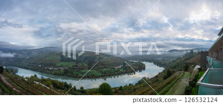 Douro River View from Hotel Terrace in Lamego, Portugal. 126532124
