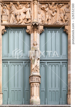 Doorway and details of the cathedral in Metz, France Doorway and details of the cathedral in Metz, France 126532380