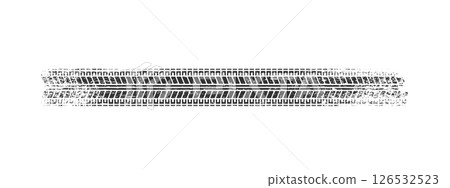 Tire tracks print in black on white background. Grunge mark for automotive, racing or off-road design theme. Wheel footprint template. Vector Illustration Tire tracks print in black on white background. Grunge mark for automotive, racing or off-road design theme. Wheel footprint template. Vector Illustration 126532523