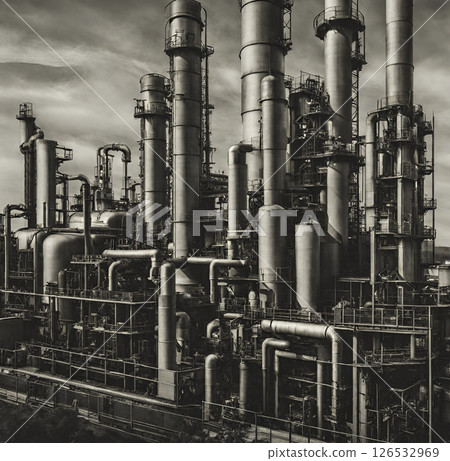 factory area that emits smoke 126532969