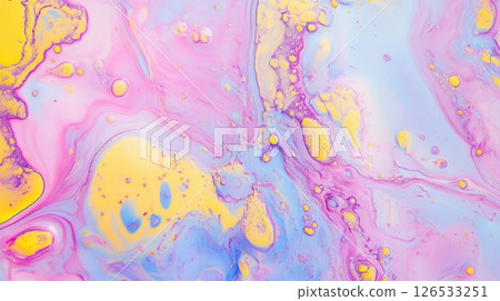 Abstract Pastel Pink Yellow Fluid Art Painting Texture Background Mix Soft Style Swirl Image Print 126533251