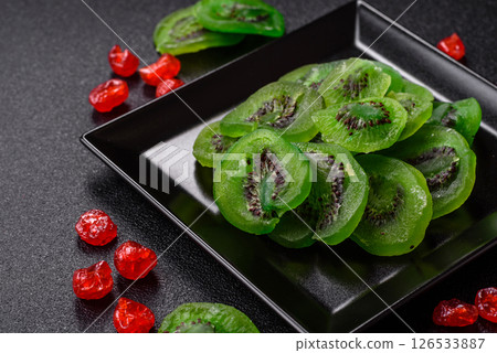 Dried sweet green kiwi or candied fruit Dried sweet green kiwi or candied fruit 126533887