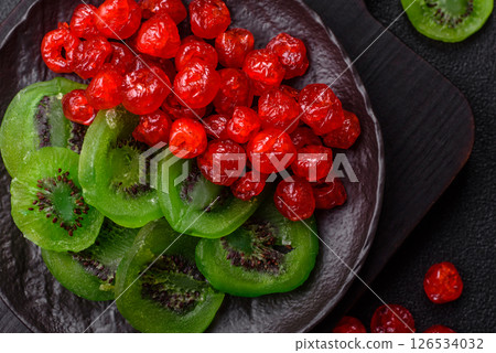 Dried sweet green kiwi or candied fruit Dried sweet green kiwi or candied fruit 126534032