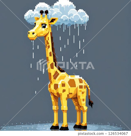 可愛的像素藝術KI Kirin Line郵票風格沮喪 126534067