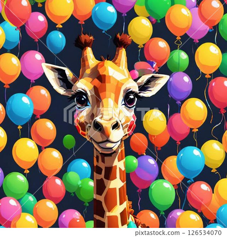 可愛的像素藝術 KI Kirin Line 郵票風格微笑 126534070