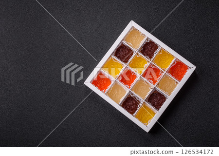 Jelly candies or homemade marmalade with different flavors 126534172