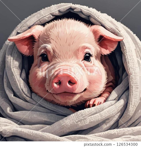 可愛的像素藝術豬線郵票風格喃喃自語 126534300