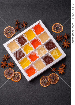 Jelly candies or homemade marmalade with different flavors Jelly candies or homemade marmalade with different flavors 126534317