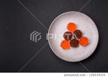 Jelly candies or homemade marmalade with different flavors 126534335