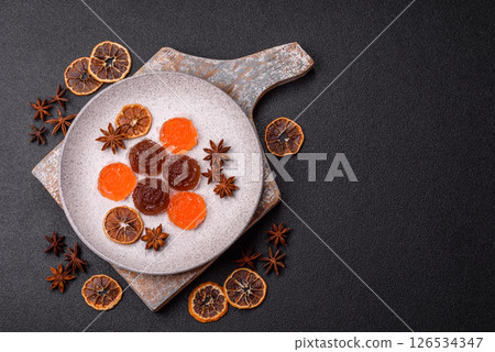 Jelly candies or homemade marmalade with different flavors 126534347