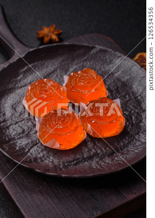 Jelly candies or homemade marmalade with different flavors 126534356