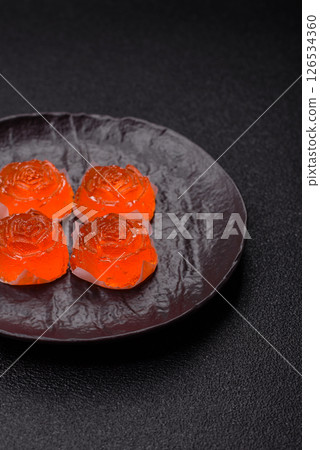 Jelly candies or homemade marmalade with different flavors 126534360