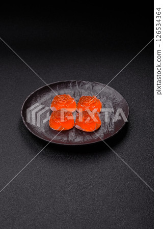 Jelly candies or homemade marmalade with different flavors 126534364