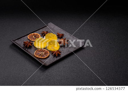 Jelly candies or homemade marmalade with different flavors 126534377