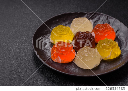 Jelly candies or homemade marmalade with different flavors 126534385