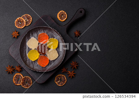 Jelly candies or homemade marmalade with different flavors Jelly candies or homemade marmalade with different flavors 126534394