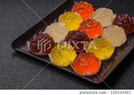 Jelly candies or homemade marmalade with different flavors 126534401