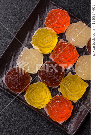 Jelly candies or homemade marmalade with different flavors Jelly candies or homemade marmalade with different flavors 126534403