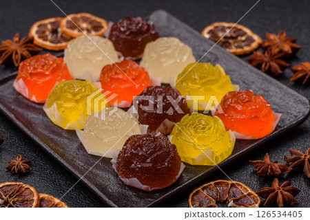 Jelly candies or homemade marmalade with different flavors Jelly candies or homemade marmalade with different flavors 126534405
