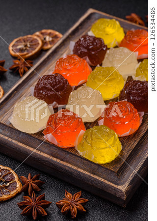Jelly candies or homemade marmalade with different flavors Jelly candies or homemade marmalade with different flavors 126534486