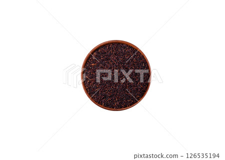 Red or brown raw rice in a ceramic bowl Red or brown raw rice in a ceramic bowl 126535194