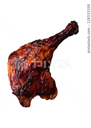 Duck, chicken leg or thigh grilled on a white background Duck, chicken leg or thigh grilled on a white background 126535208